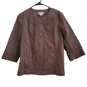 D&Co Brown Blazer Womens Size Small Brown 2 Button Fashion Jacket  3/4 Sleeve